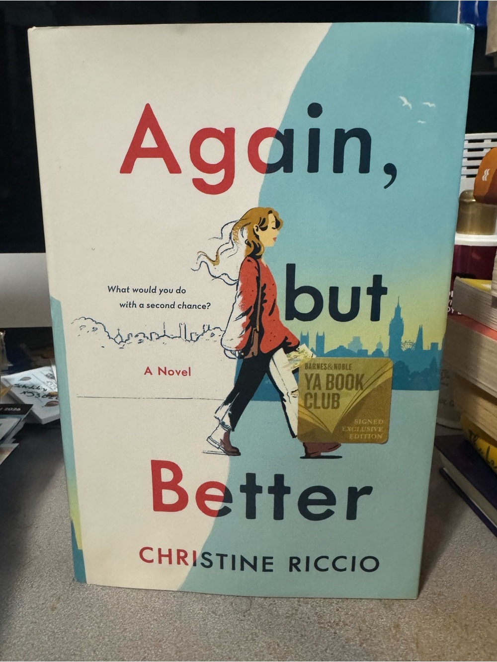 Again, but Better by — Teal & Cream Hardcover by Christine Riccio signed book